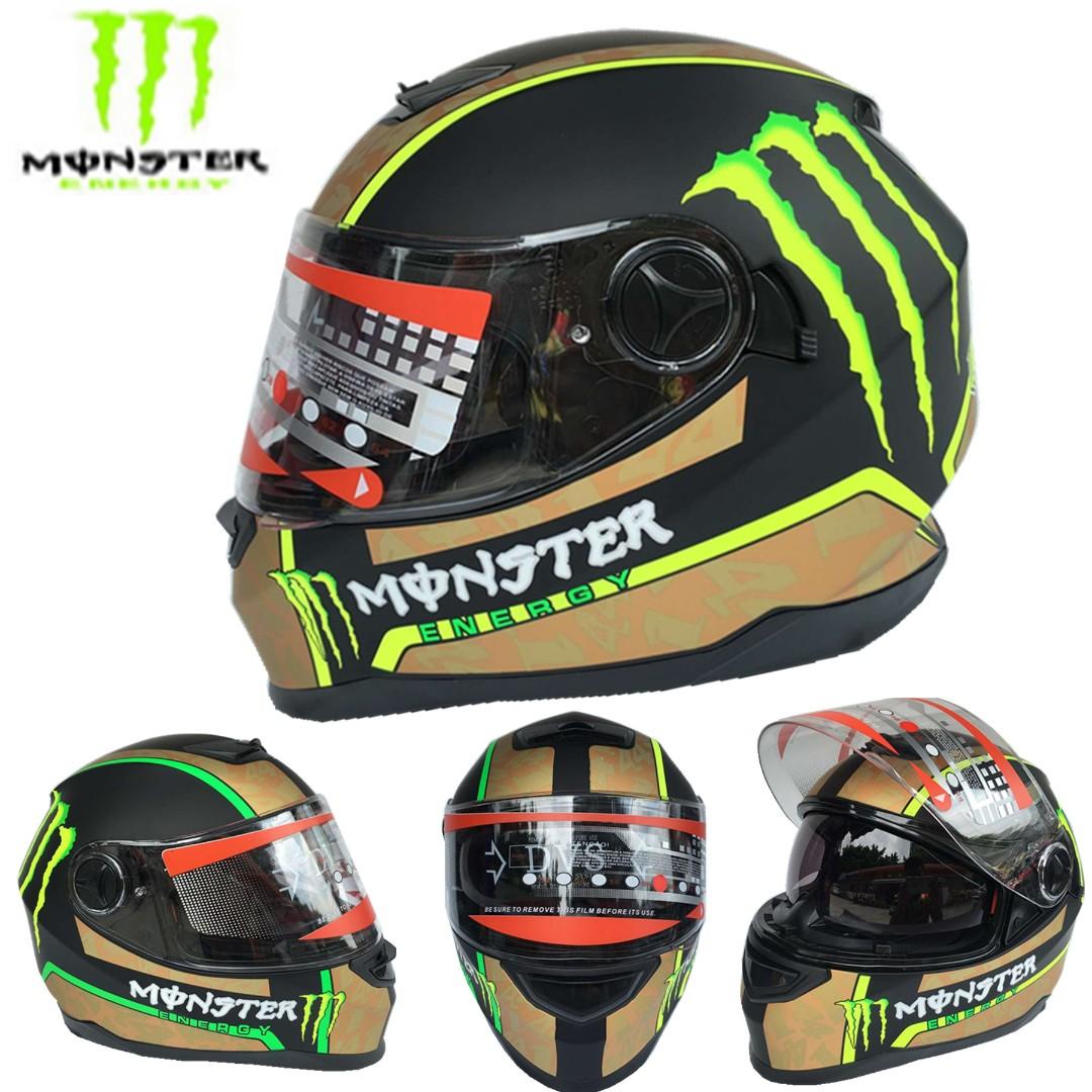 Monster racing full face helmet double visor lenses sun shades ...