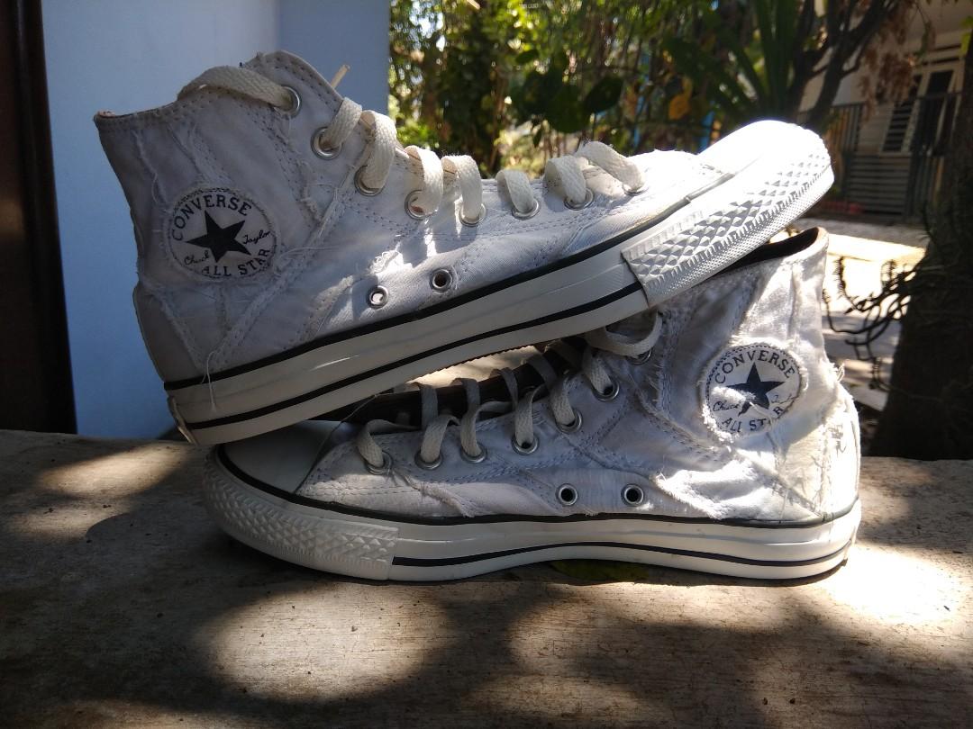 distressed white converse