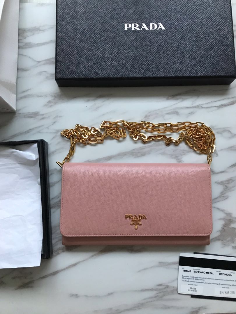 prada wallet on chain pink