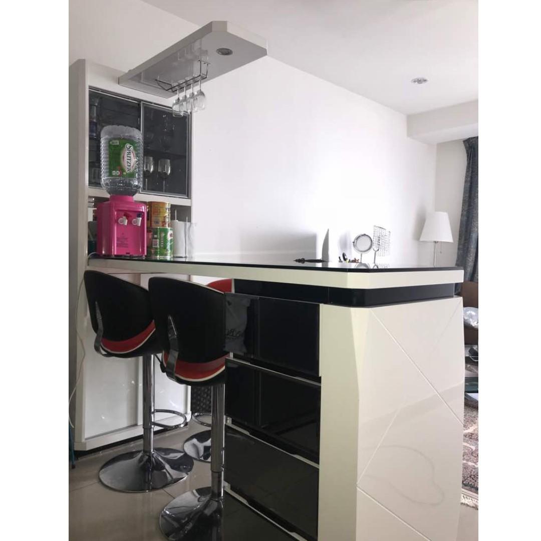 Preloved Bar Table With Cabinet With 4 Bar Stools Home