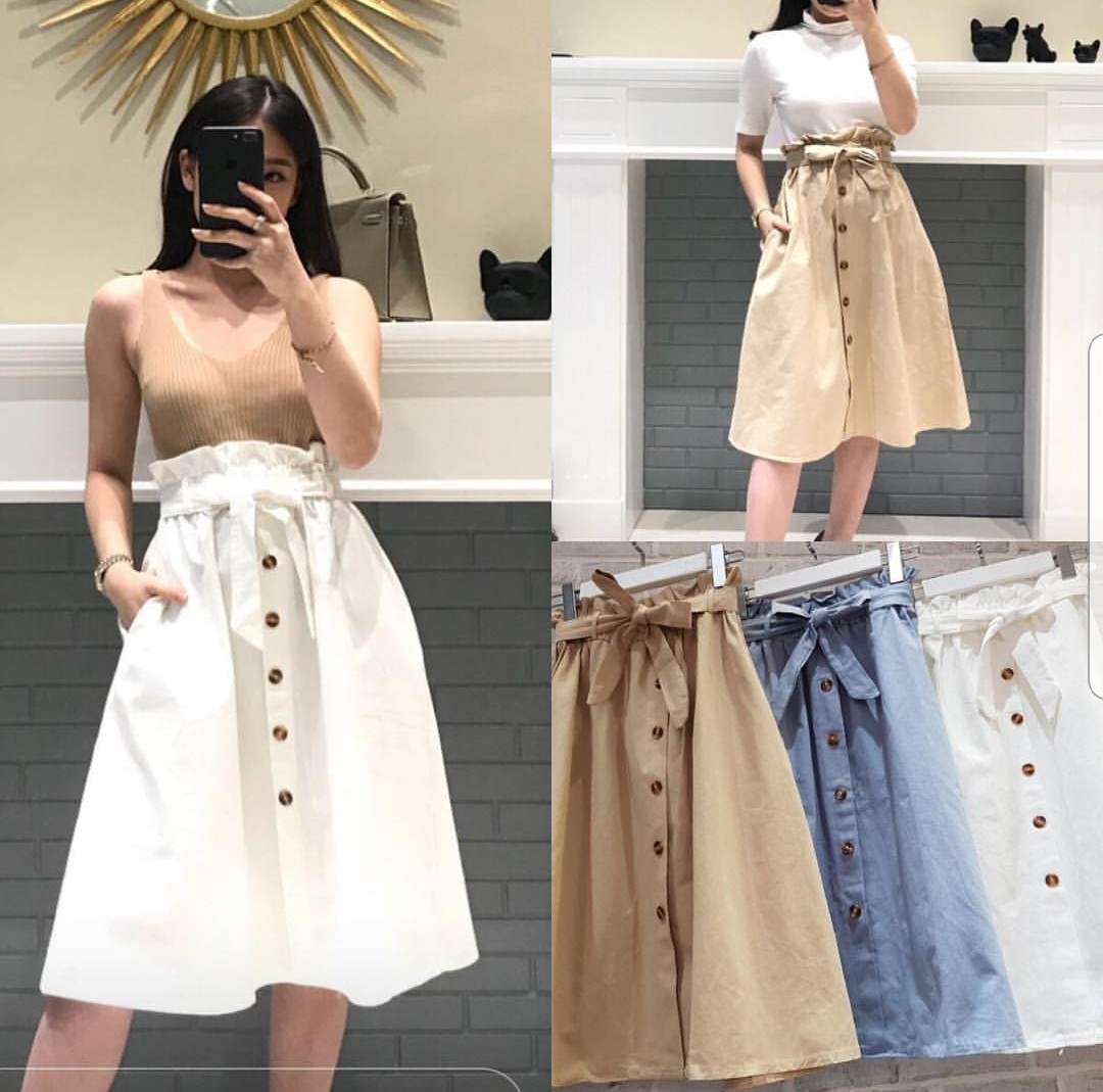 Rok coklat muda, Fesyen Wanita, Pakaian Wanita, Gaun Rok di