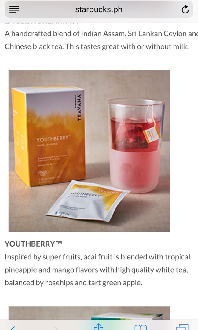 Starbucks Teavana Youthberry, Food & Drinks, Beverages on Carousell