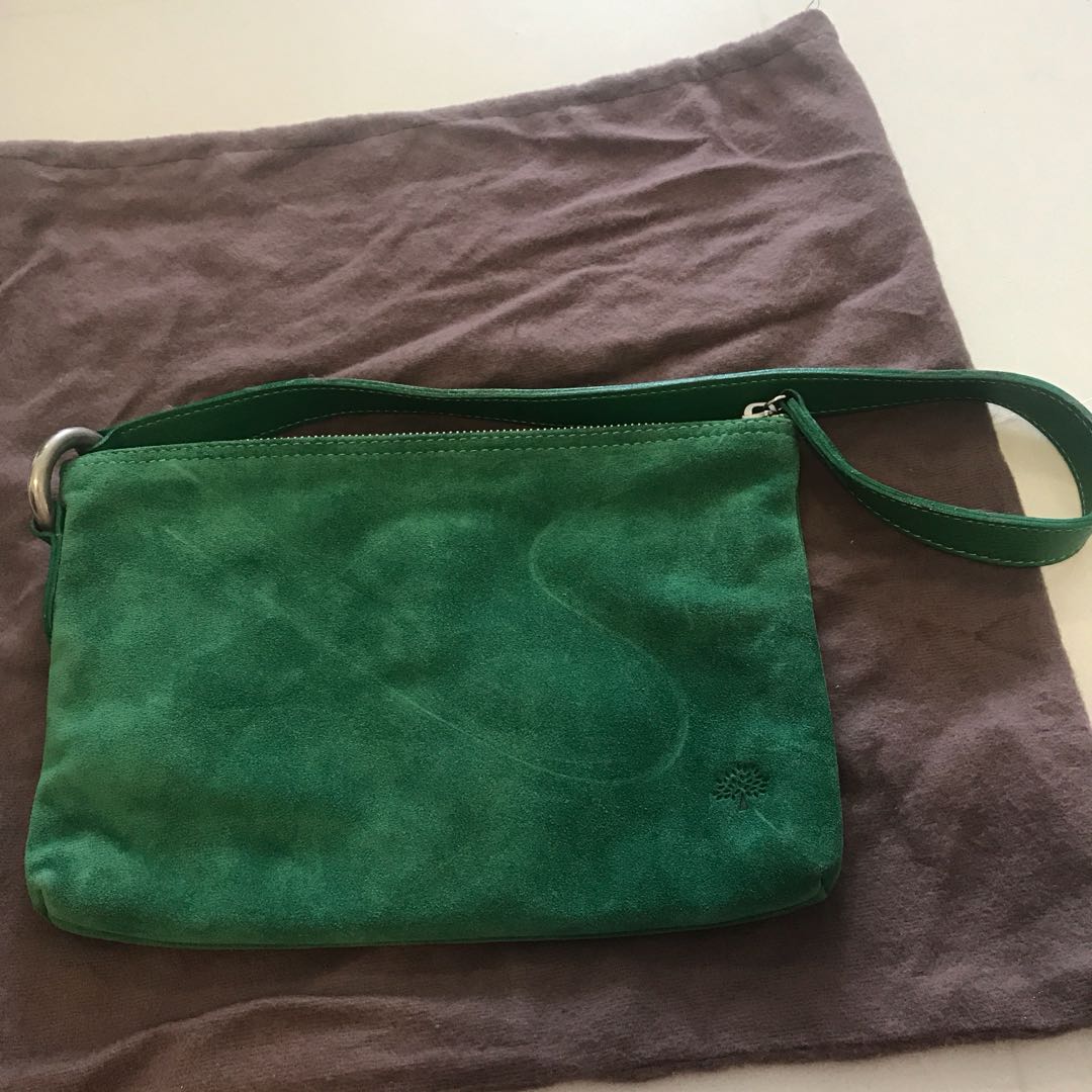 green suede clutch