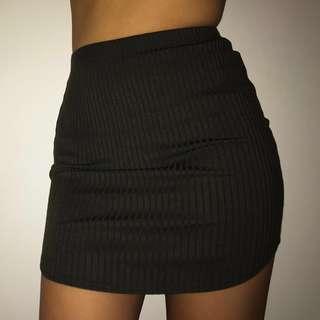 Khaki/Olive Green Ribbed Mini Skirt