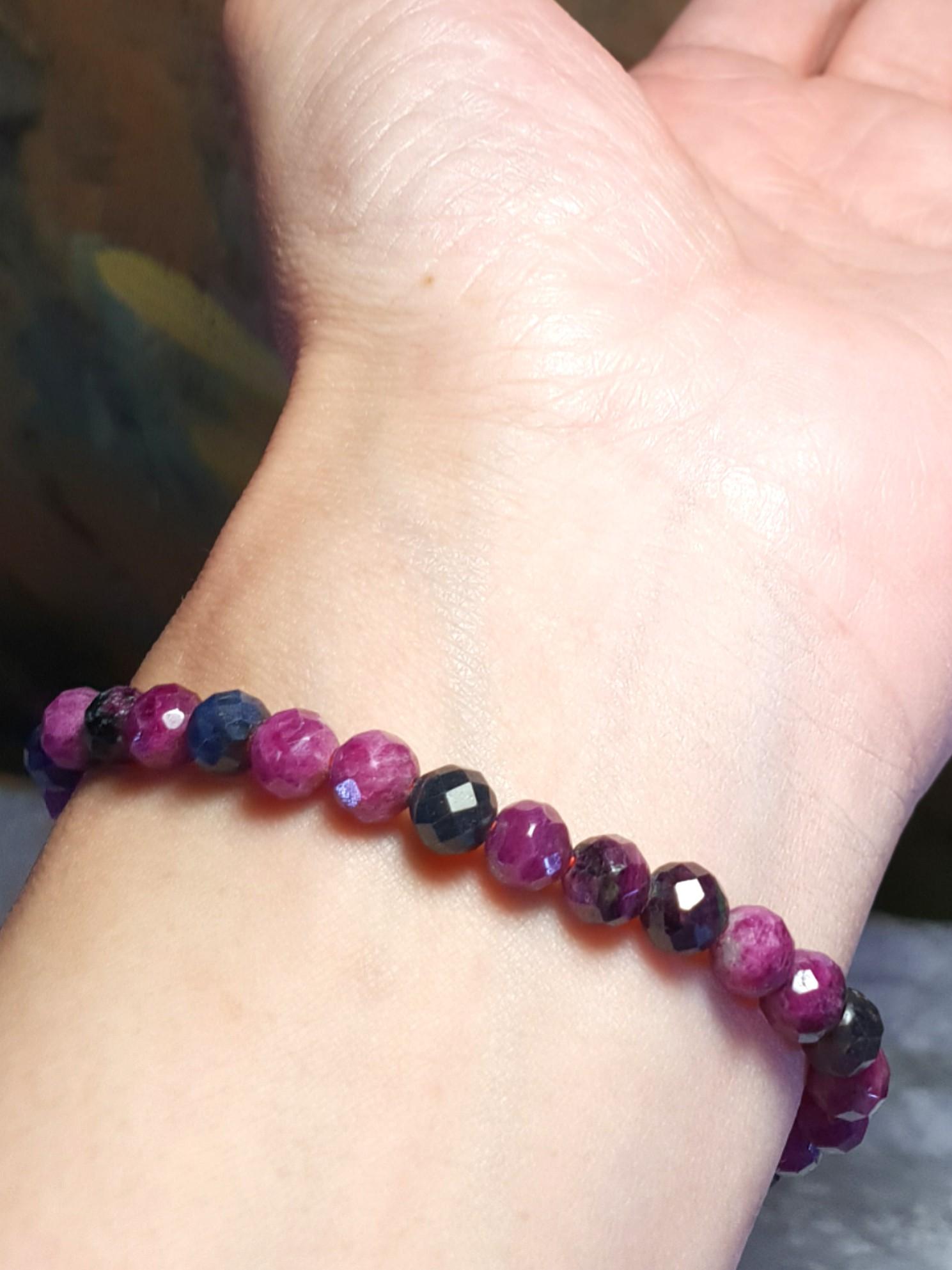 6mm Raw Ruby Sapphire bracelet Natural Crystal