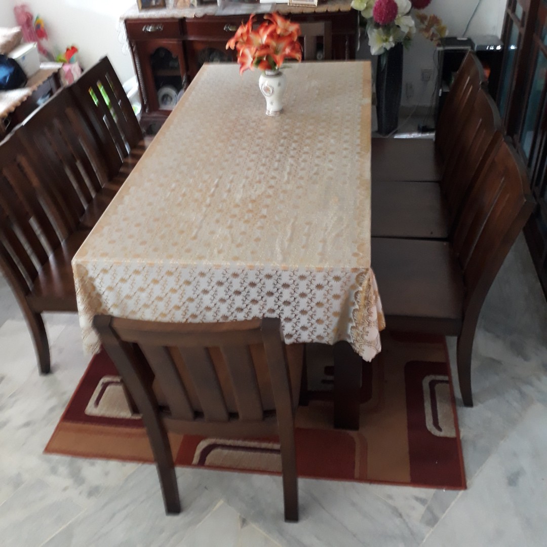 8 Seater Solid Wood Dining Table Meja Makan Rumah Perabot