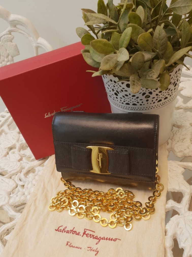 Authentic Vintage Ferragamo Black Mini Vara Bow Bag Women s