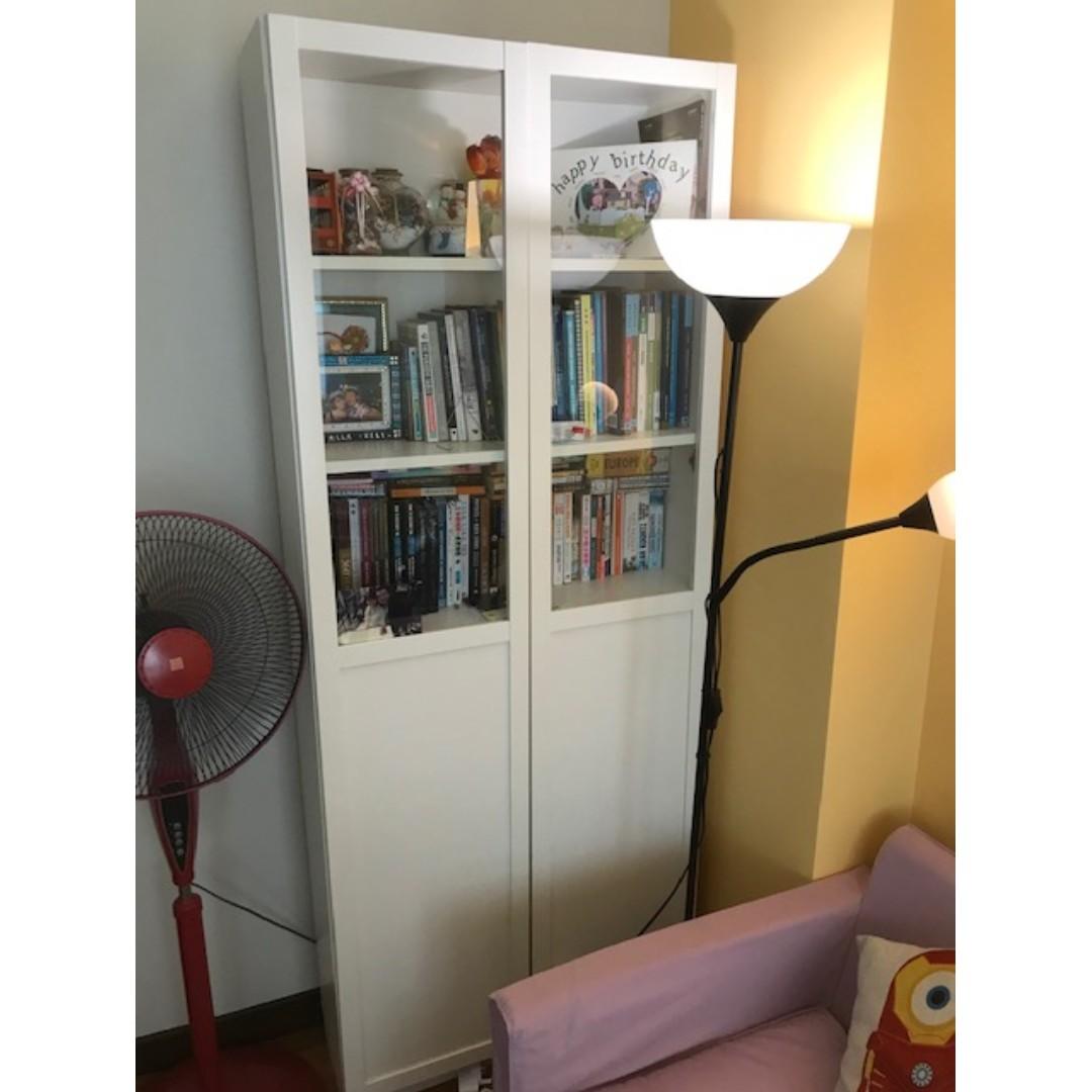 Billy Bookcase Display Cabinet With Glass Doors Ikea