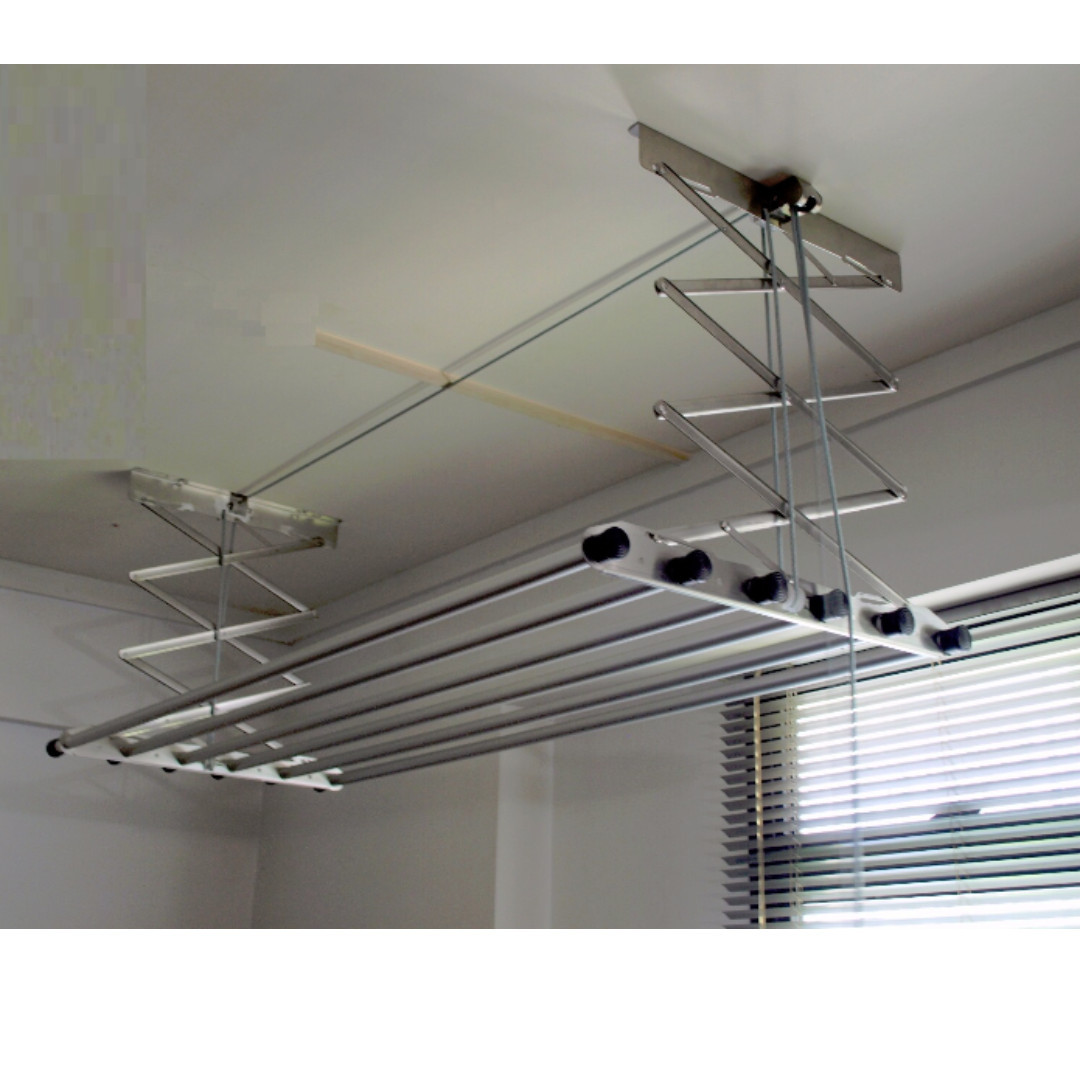 Ceiling Mount Indoor Retractable Laundry Hanger With 6 Poles