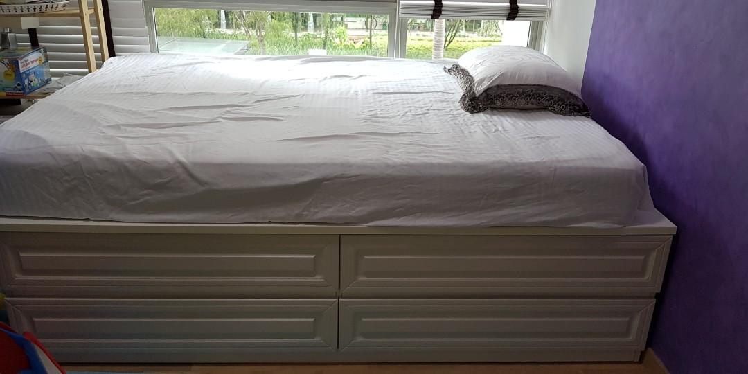 Customized bay window bed frame with drawers, Furniture & Home Living