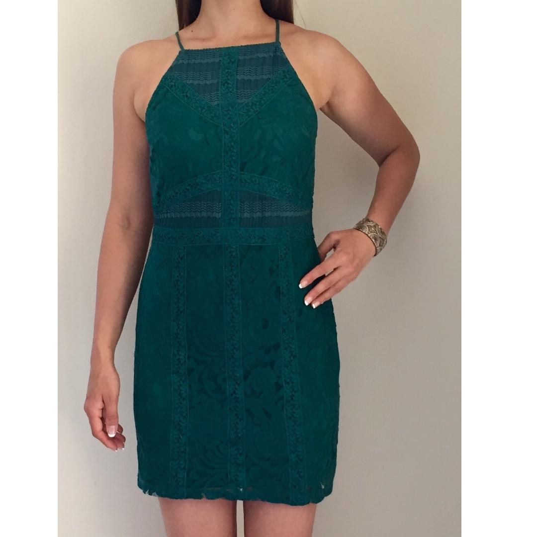 green lace cocktail dress