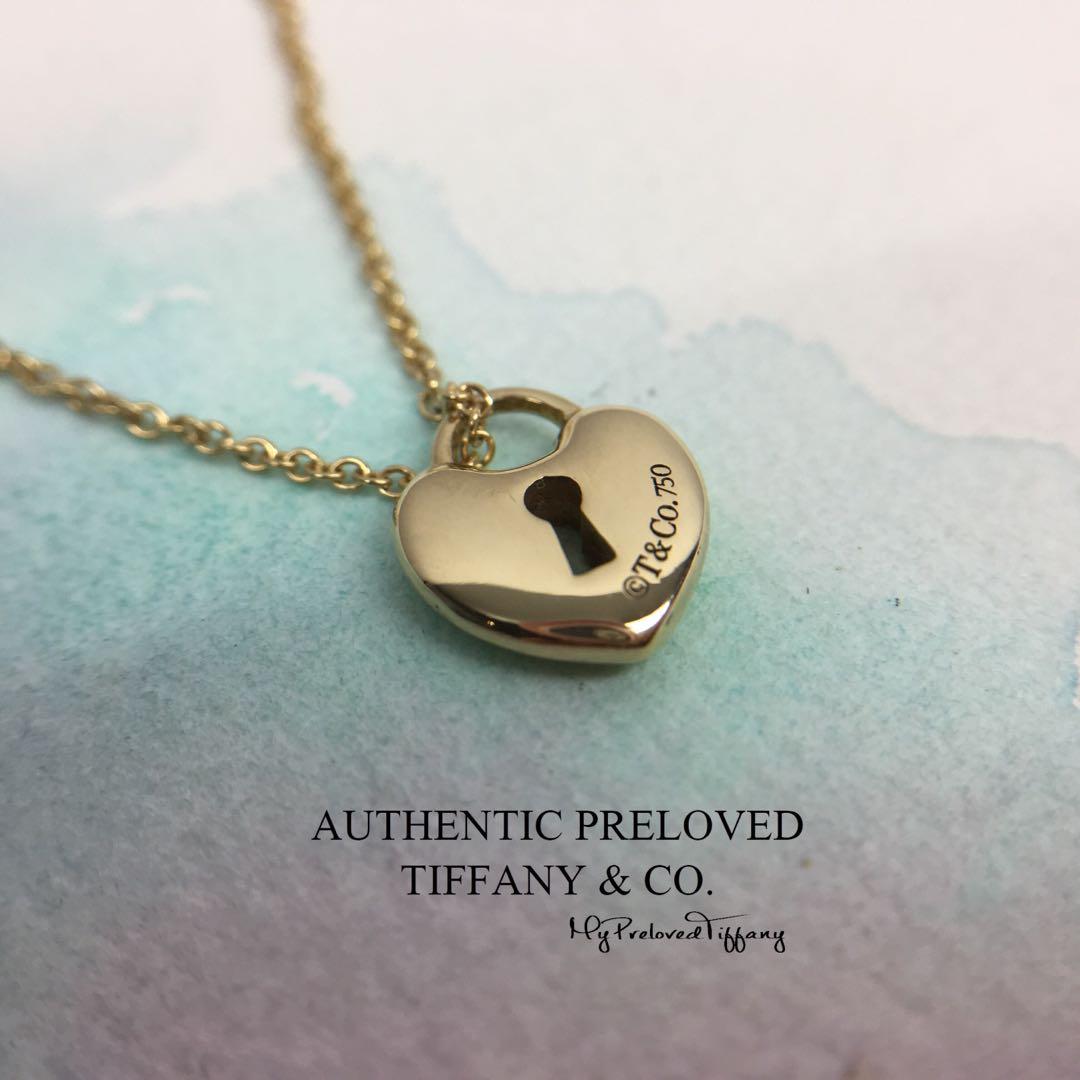 Tiffany & Co. Mini Heart Lock Necklace 16" 18K Rose Gold Auth  w/Bag #2324