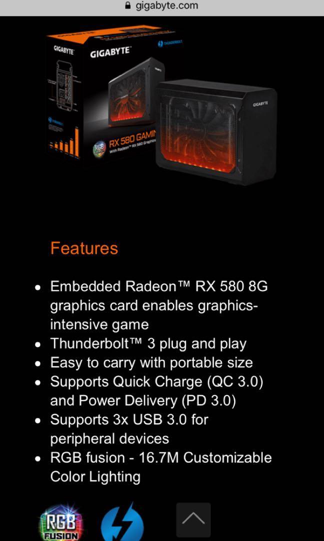 Gigabyte gaming box rx 580 8g graphic discount card egpu