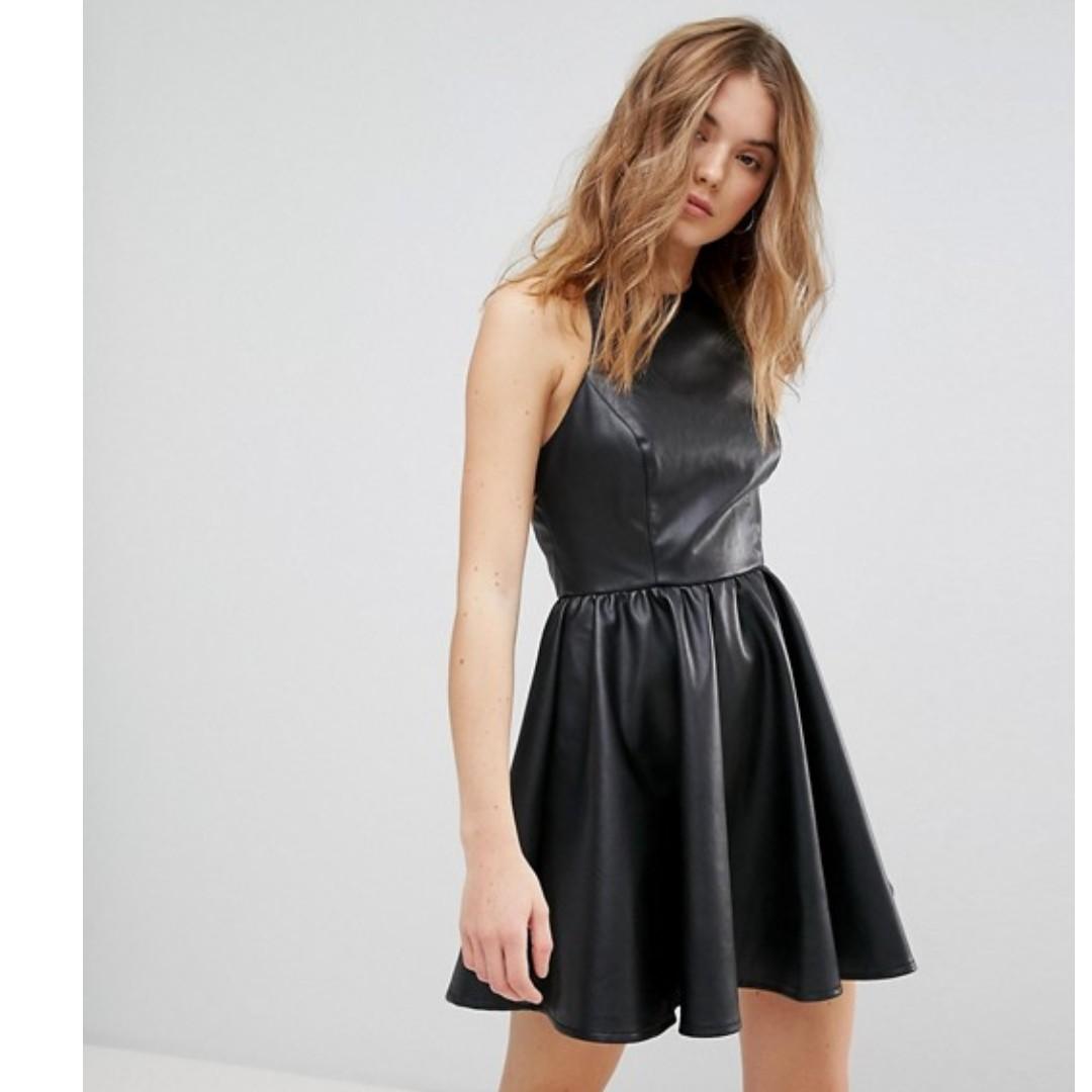 New Look Faux Leather Skater Dress, Women's Fashion, Dresses u0026 Sets, Dresses  on Carousell