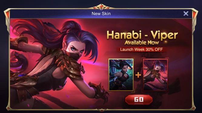 New Skin Hanabi Viper Diamonds Mobile Legends Toys Games Video Gaming In Game Products On Carousell
