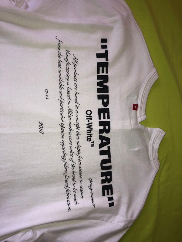 Off white clearance shirt temperature