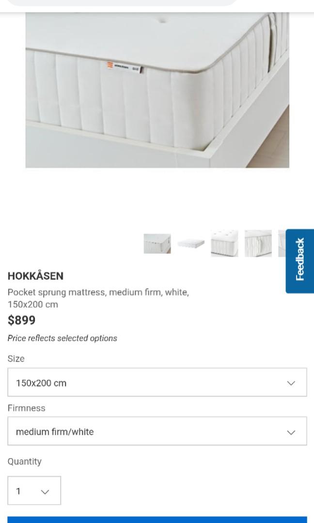 One Night Old Ikea Hokkasen Pocket Sprung Mattress Queen Furniture Beds Mattresses On Carousell