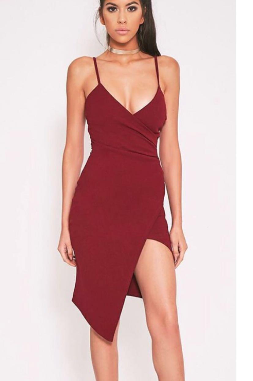 pretty little thing burgundy dress