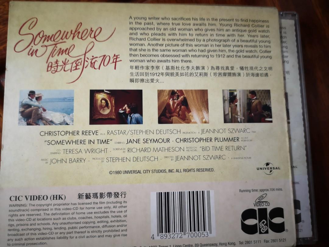 Somewhere in time 時光倒流70年VCD, 興趣及遊戲, 音樂、樂器& 配件