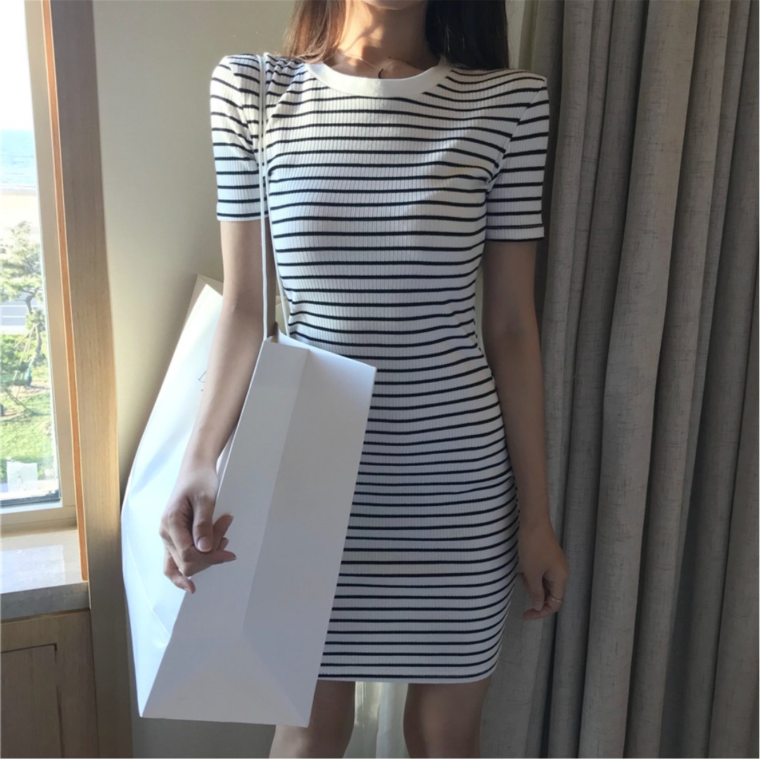 Summer Korean Casual Dress In Stripes Women S Fashion Clothes