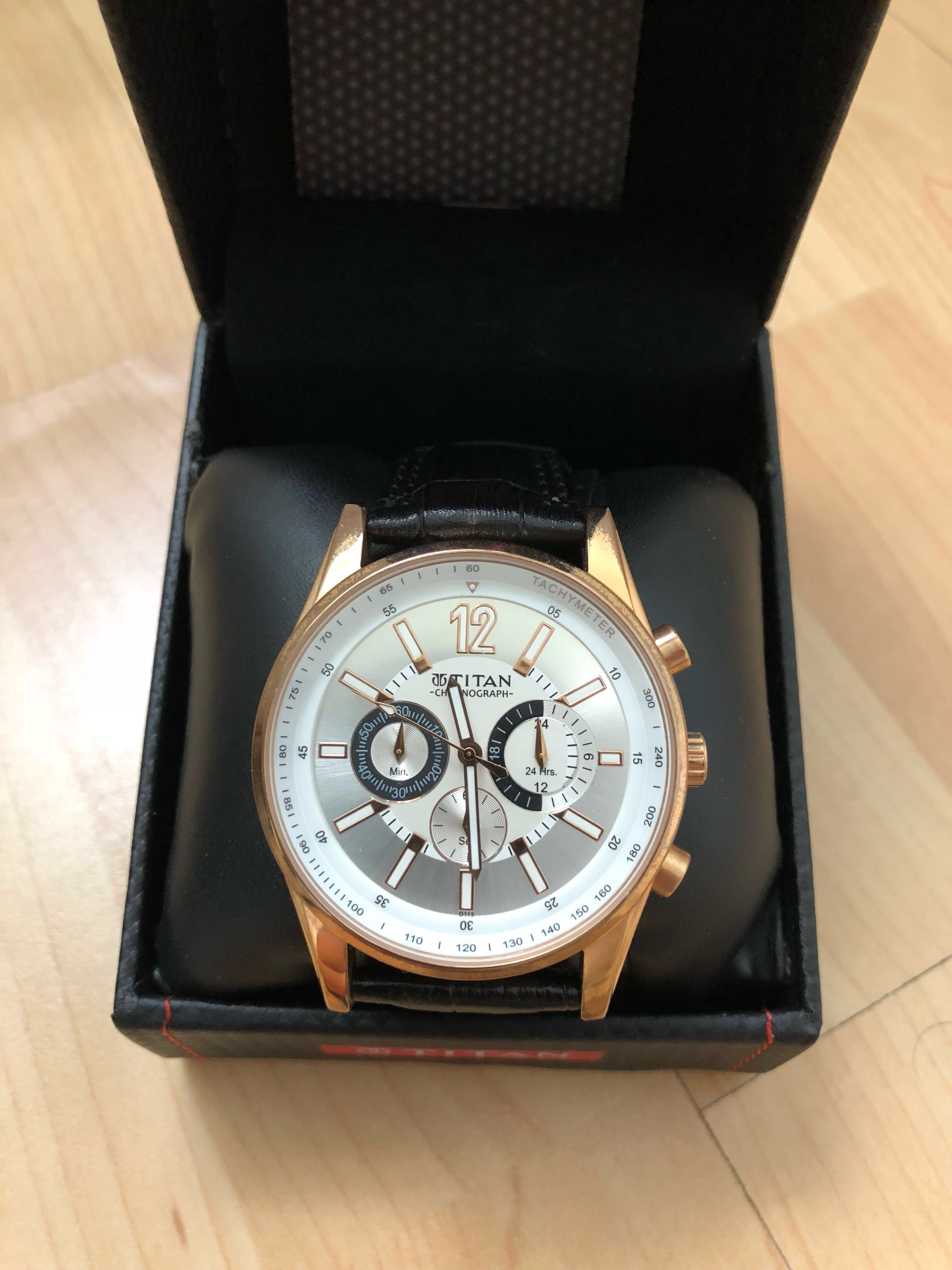Titan chronograph gold Clearance