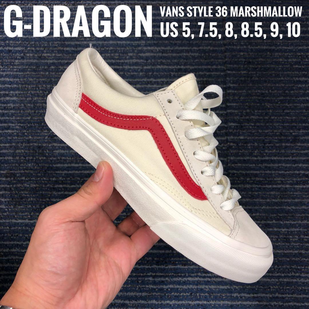 g dragon vans white red