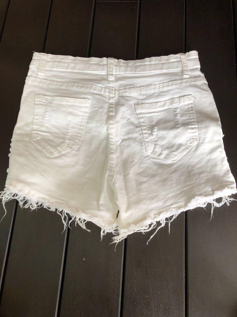 White outlet torn shorts