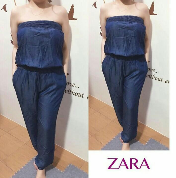 Zara Denim Tube Jumpsuit, Women's 