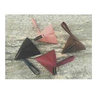 Leather triangle clutch