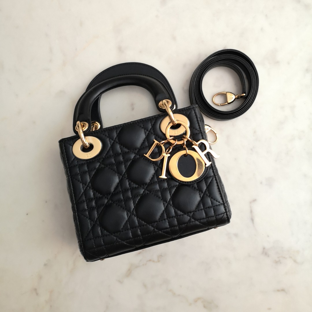 Dior Mini Lady Dior in Black Lambskin with GHW