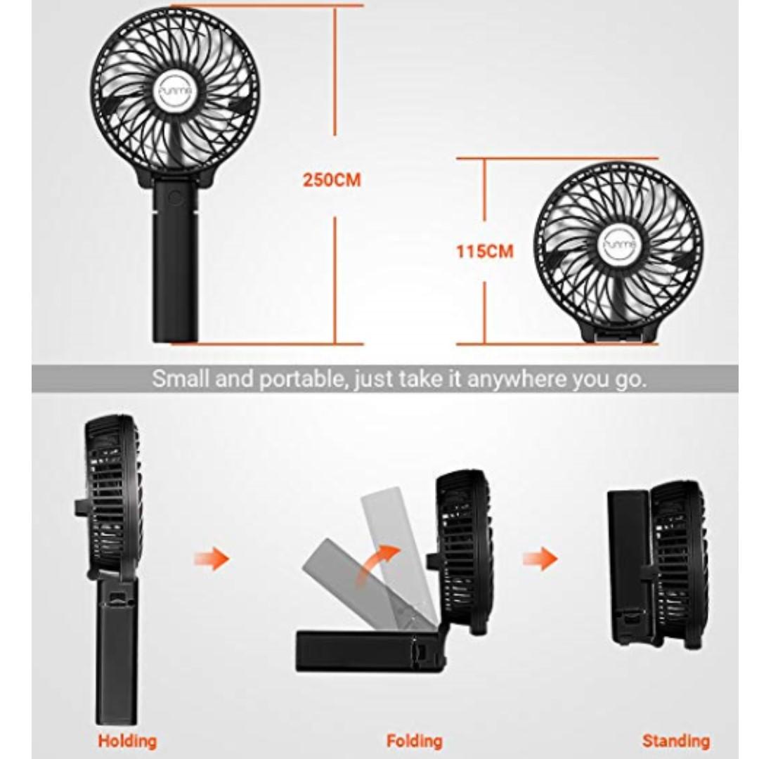Funme Mini Handheld fan Portable Foldable 10 Hour Working USB Rechargeable LG 2600mAh Battery