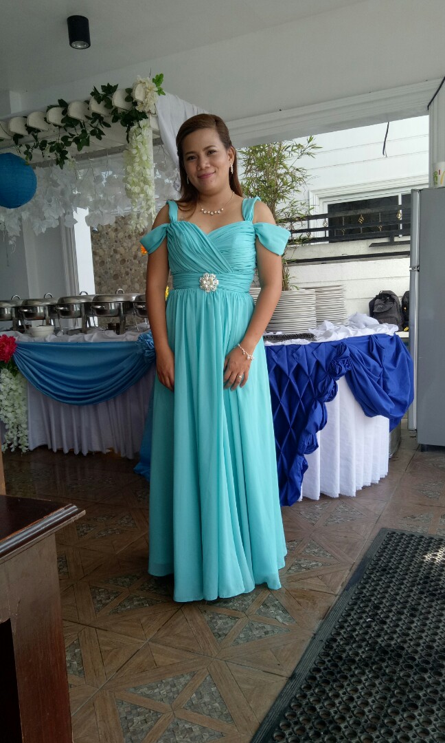aqua blue formal dress