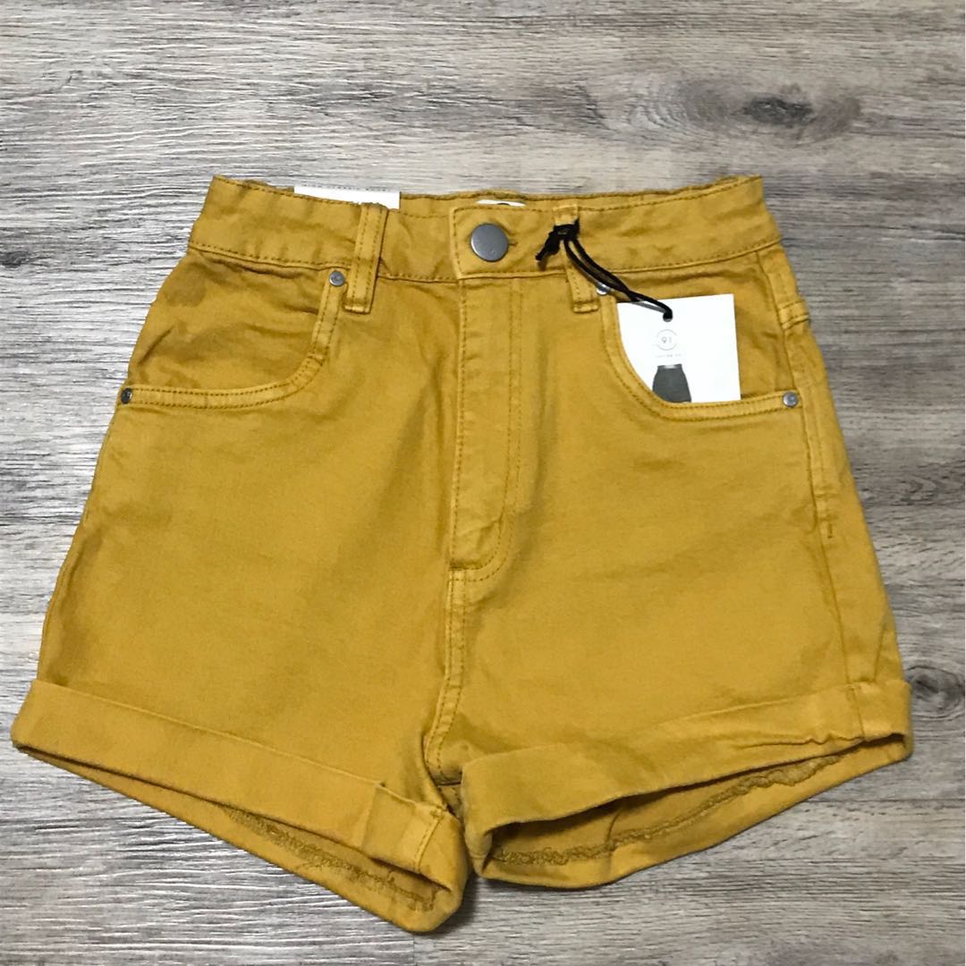 INSTOCK Cotton On Mustard Denim High Waist Shorts Women s Fashion