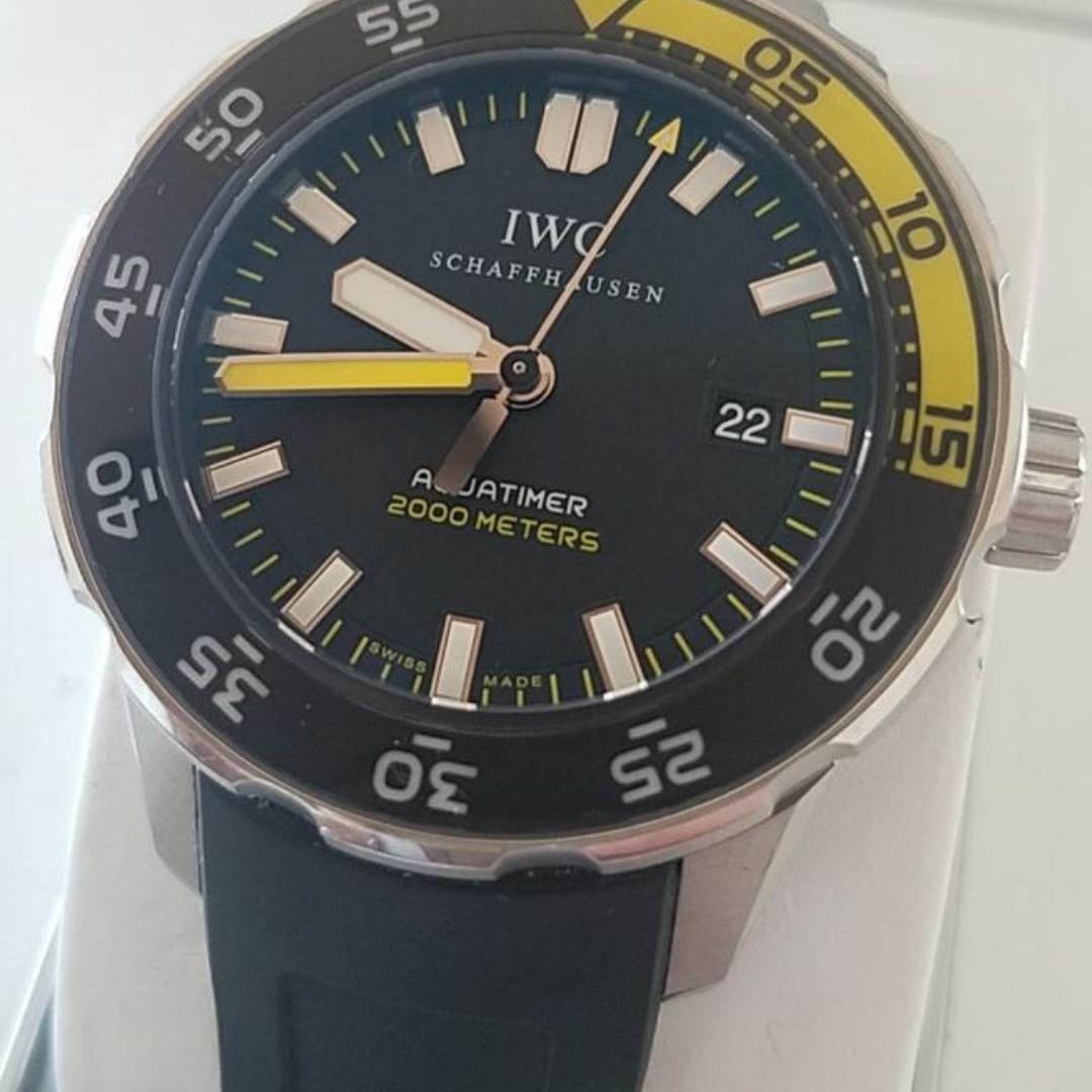 IWC Aquatimer 2000 IW3568 IW356810 Black Yellow Complete Set Women s Fashion Watches Accessories Watches on Carousell