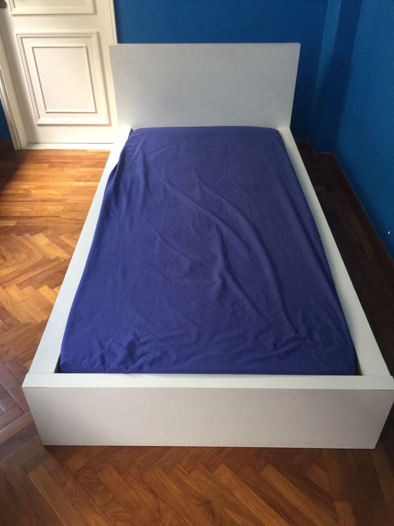 Kids Single Bed Frame White Wood From Ikea Furniture Beds Mattresses On Carousell