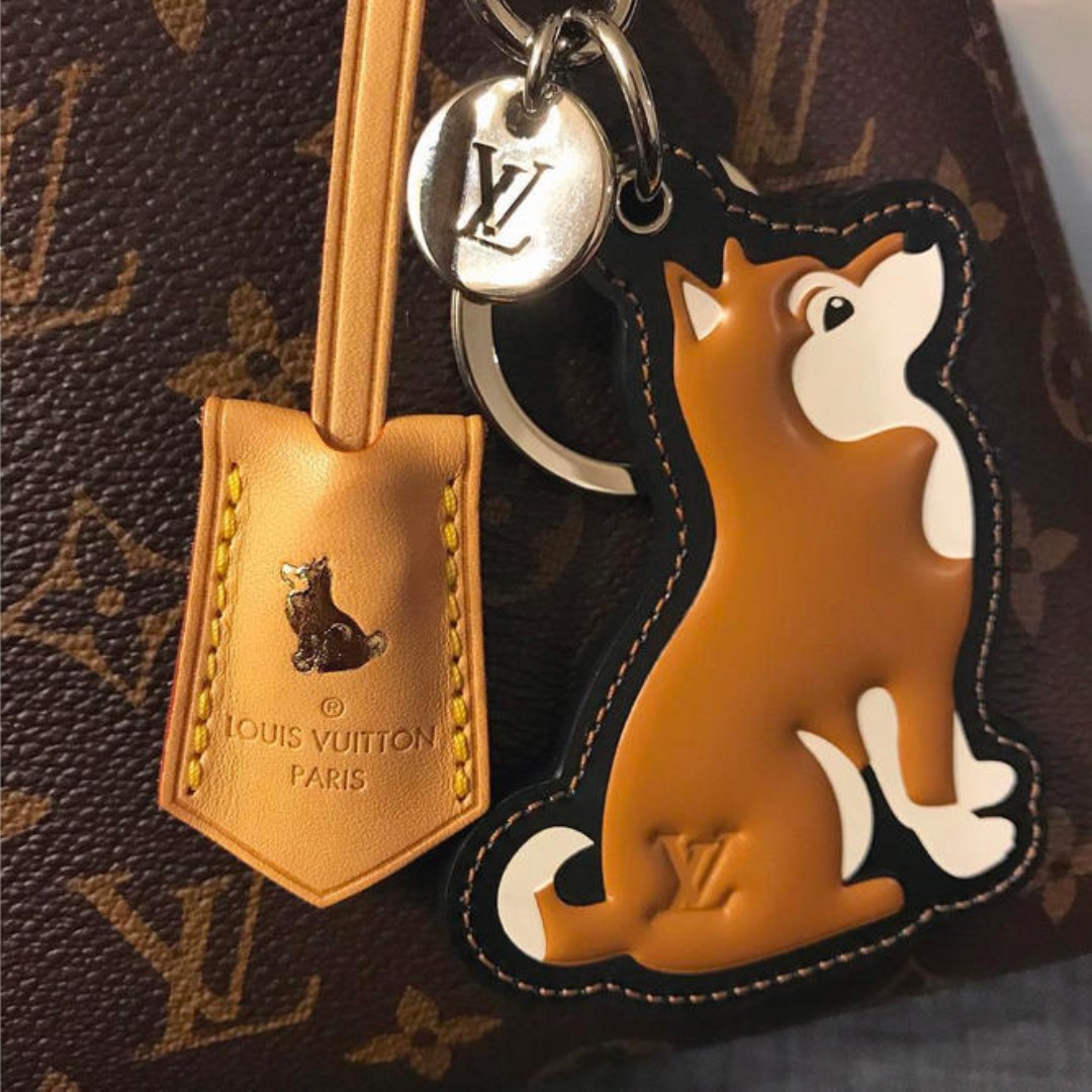 Louis Vuitton LV Shiba Key Holder and Bag Charm Beige Leather