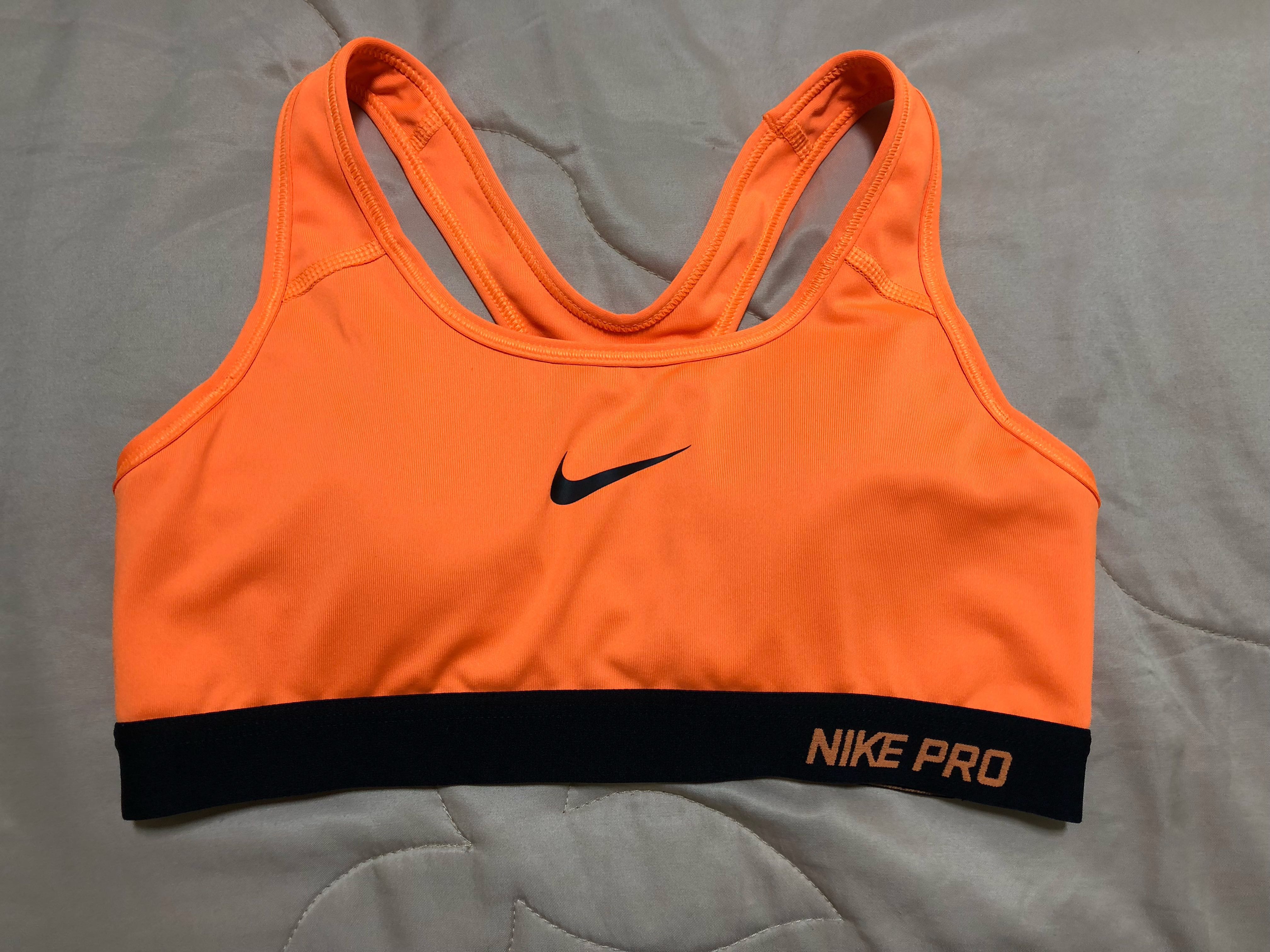 Nike Pro Sports Bra in M, Neon Orange, Men's Fashion, Activewear on  Carousell