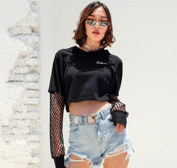 cropped off the shoulder sweatshirt