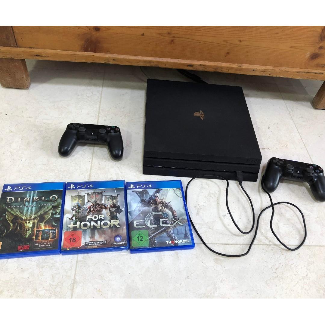 Playstation 4 Pro 1tb Rarely Used 3 Games 2 Controllers Toys Games Video Gaming Consoles On Carousell