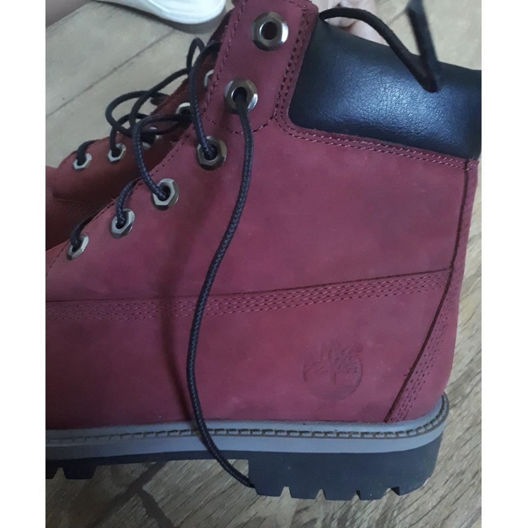 wine timberland boots