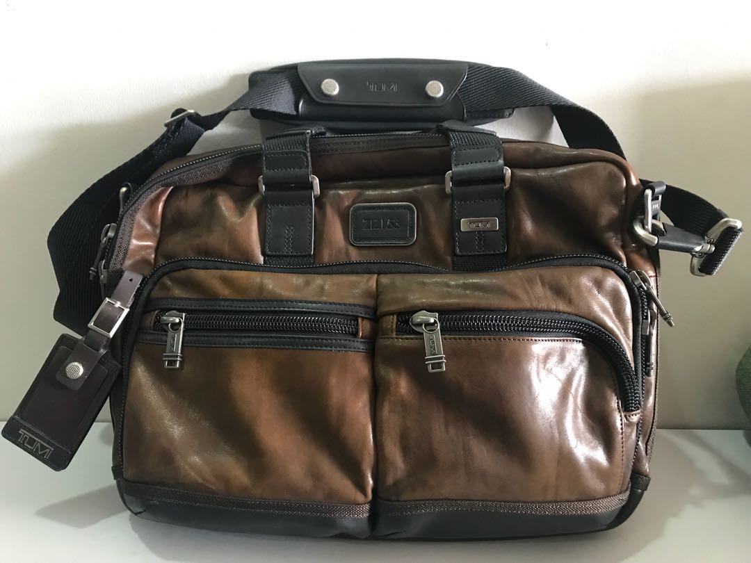 Tumi Alpha Bravo Leather Andersen Slim Commuter Brief Briefcase