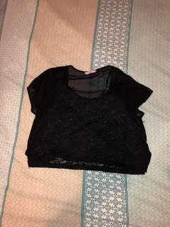Supre Black lace/mesh  crop