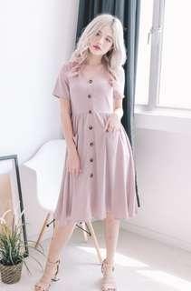 MFW Weslie Button Front Midi Dress in Pink (OOS)