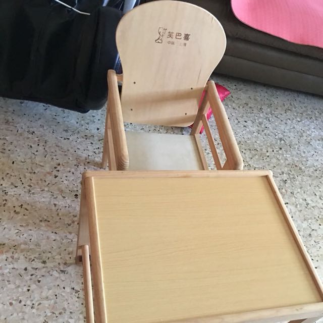 wooden high chair table combo