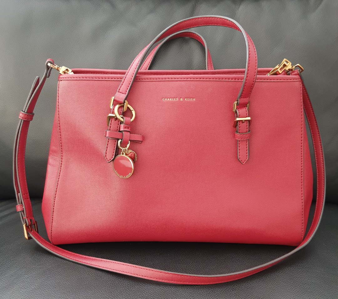 charles & keith red bag
