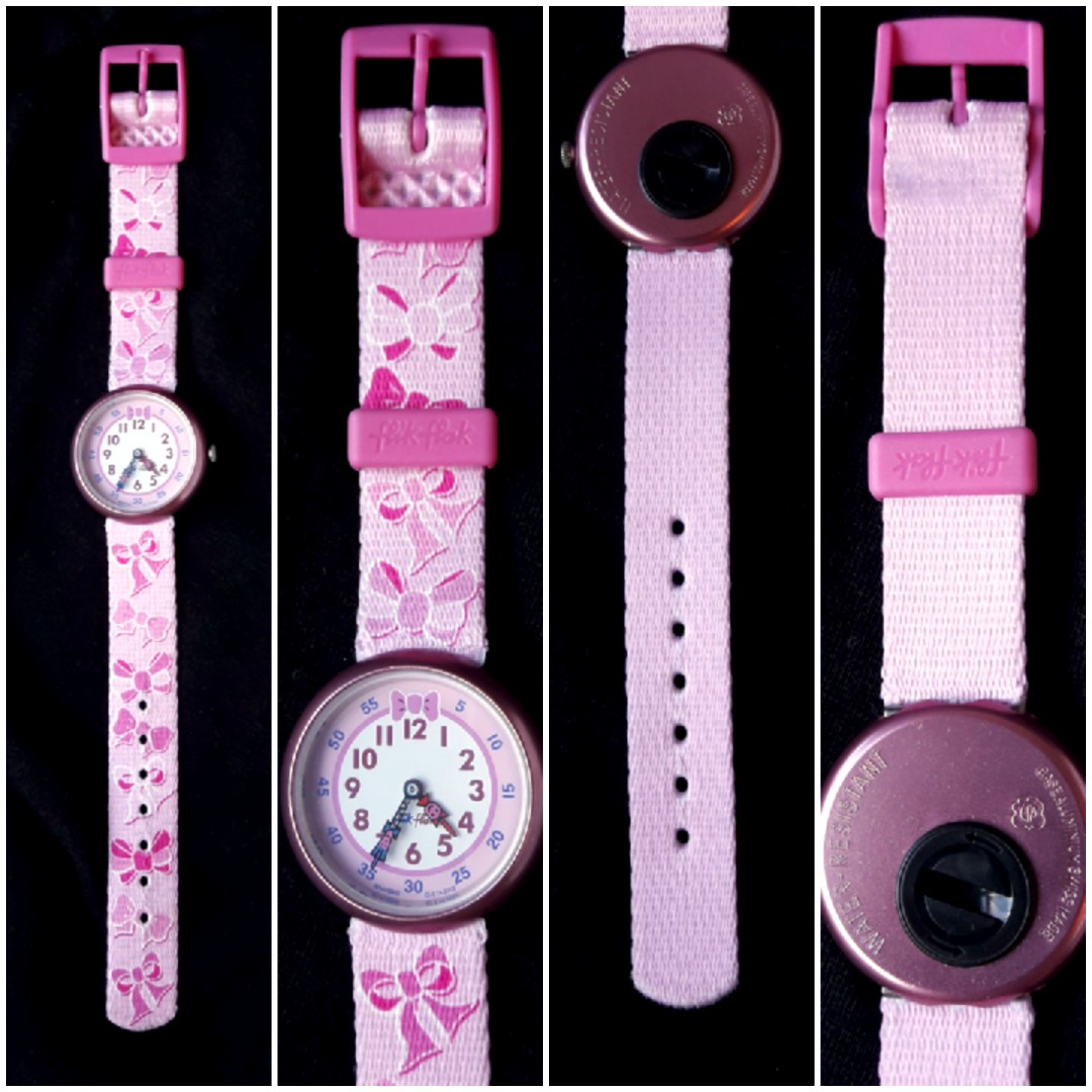 Flik Flak pink watch fabric strap metal face analog, Babies & Kids ...