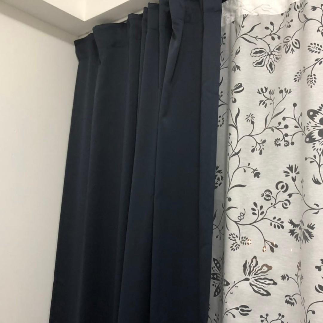Ikea Majgull Block Out Curtains 2 Pieces Dark Blue Furniture Home Decor Cushions Linen On Carousell