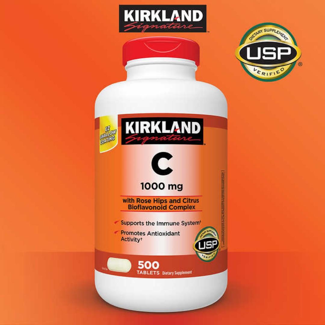 Kirkland Vitamin C 1000mg 500tabs Health Nutrition Health Supplements Vitamins Supplements On Carousell