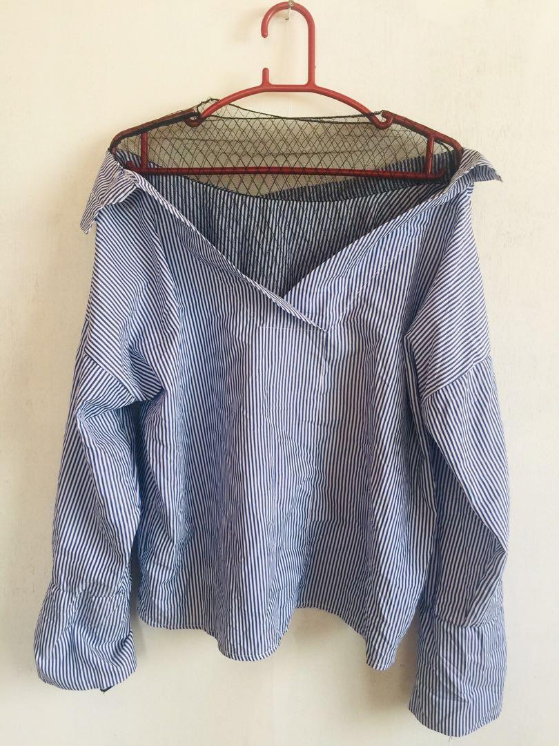 off shoulder polo shirt