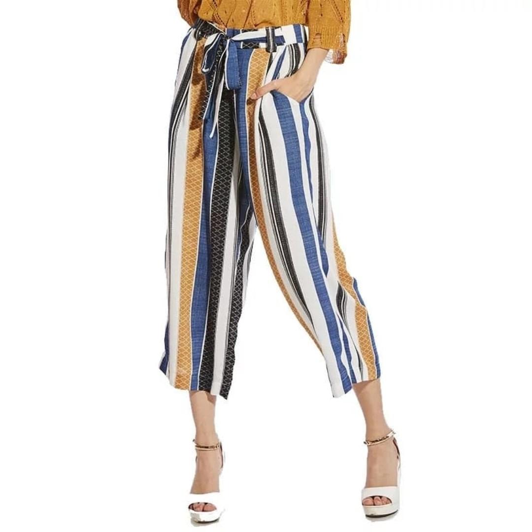 multi coloured striped jeans